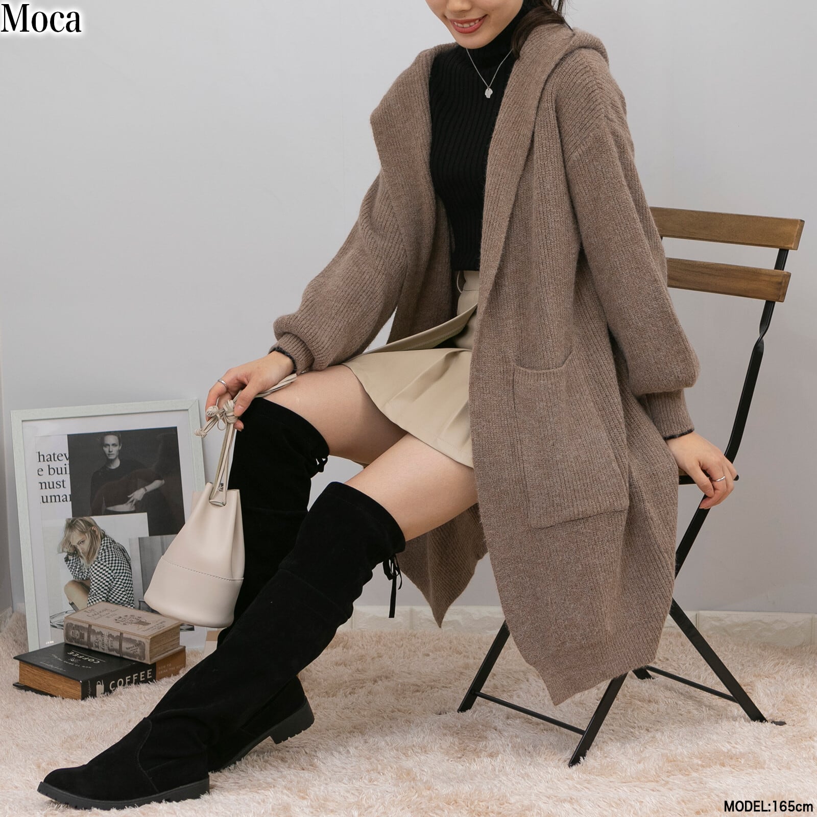 もっちり あったか フード付き ロングカーディガン | starcloset