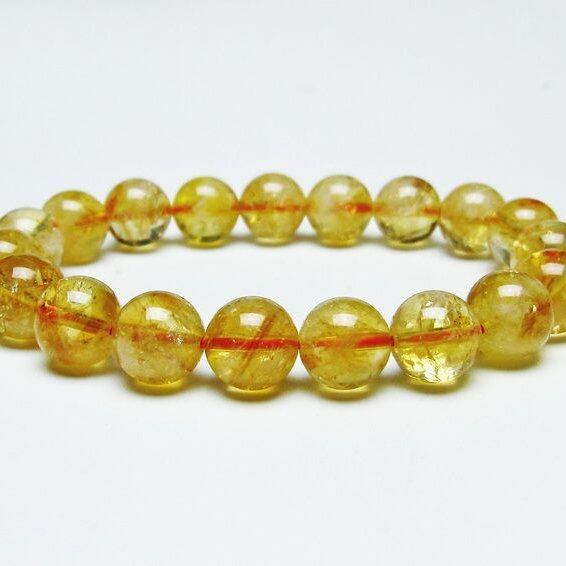 シトリンクォーツ ブレスレット 虹入り 10mm シトリン ブレス 一点物 メール便可 [M便 1/10] 111-46110