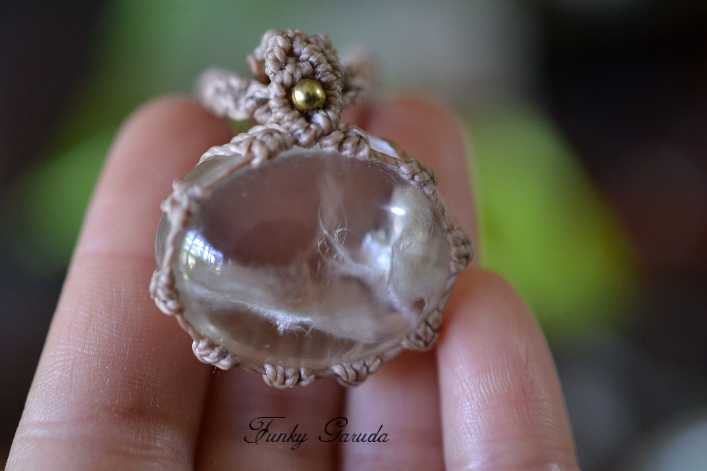 ピンクの息吹★ガーデンクォーツ マクラメペンダント