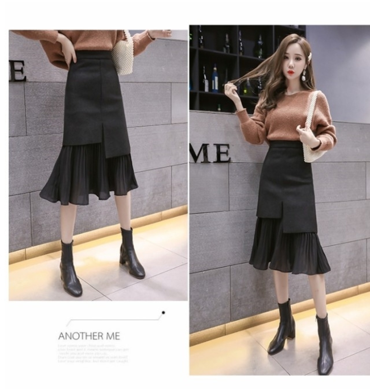 冬服 韓国 レディース ひざ丈 プリーツスカート ミニスカート 膝丈 ラップスカート タイトスカート アンバランスヘム レディース 韓国 オ