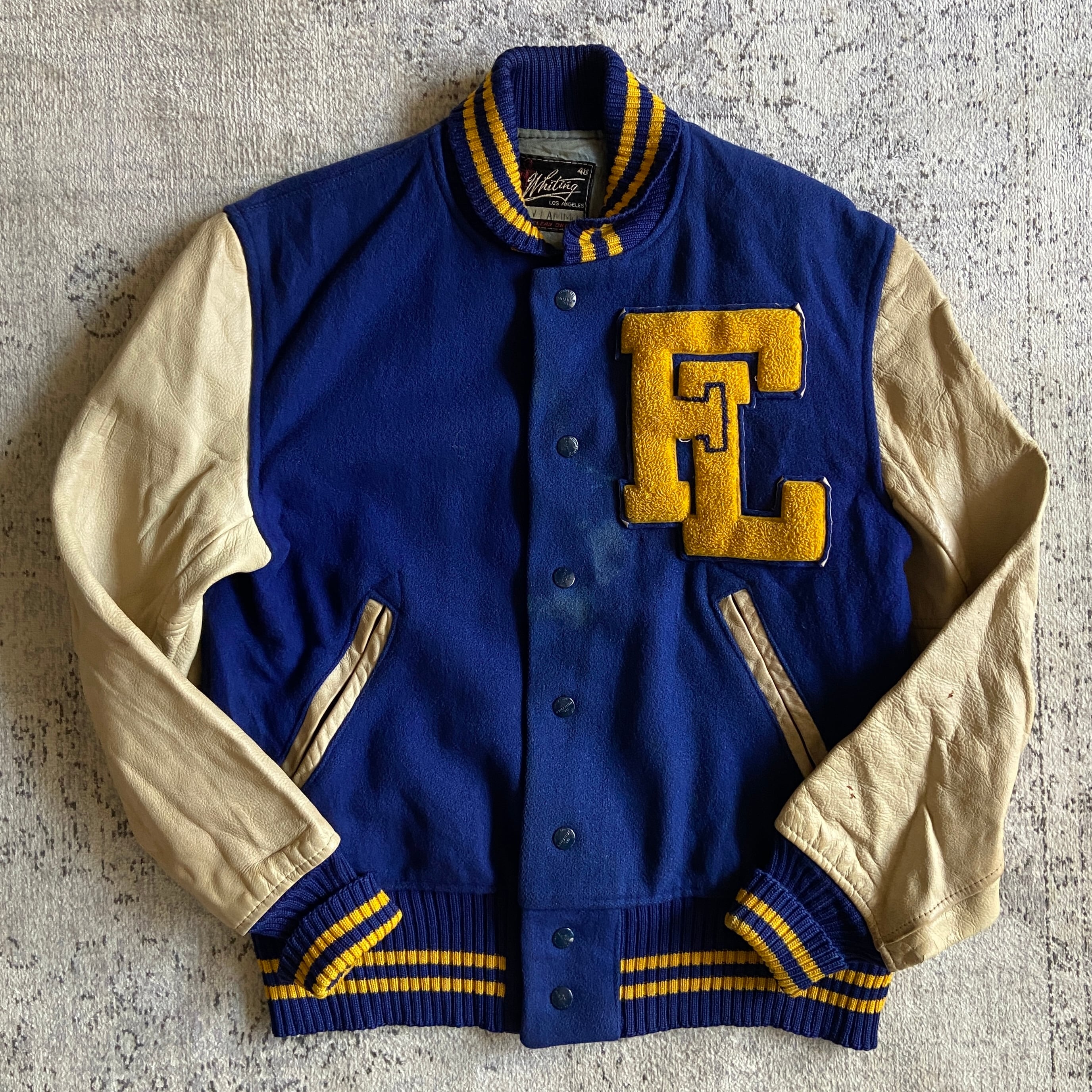 1950s Whiting Wool Leather Baseball Jacket M位 G003