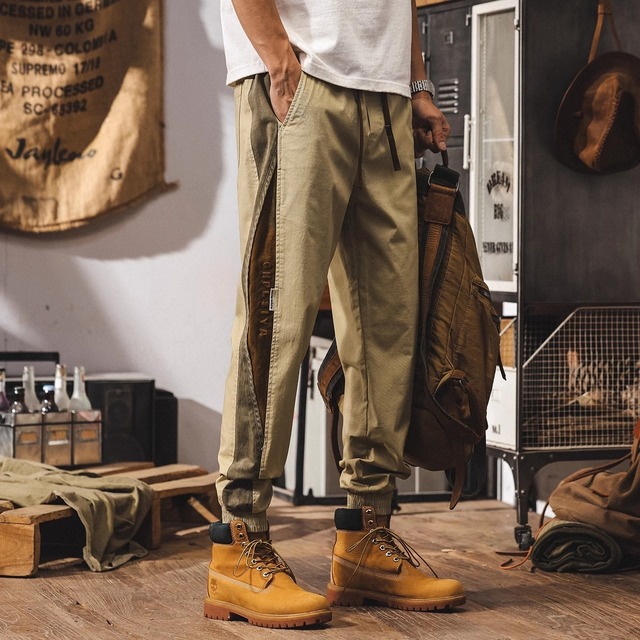 カラーブロックデザインカーゴパンツ 225717