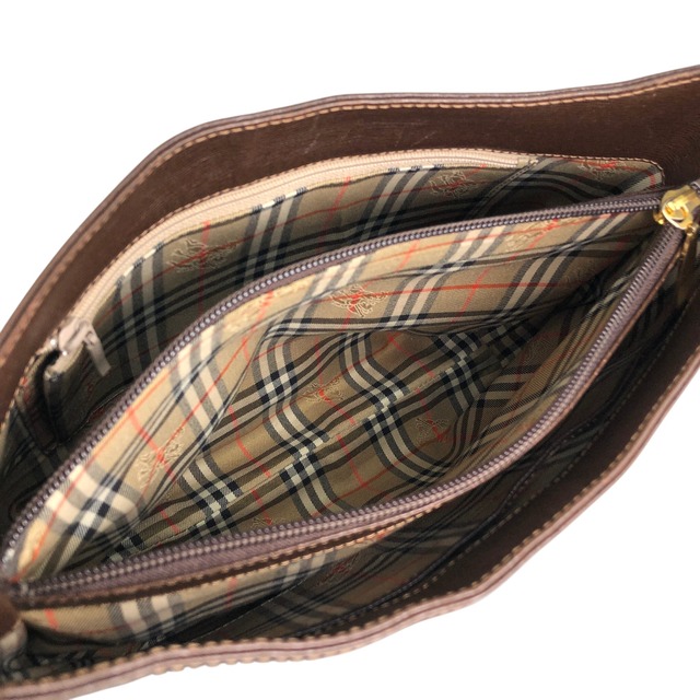 BURBERRY バーバリー ショルダーバッグ ブラウン プレートロゴ レザー ワンショルダー vintage ヴィンテージ オールド 6skns5