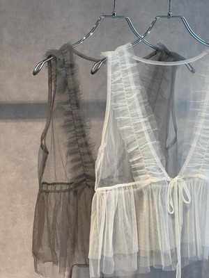 tulle frill gather vest