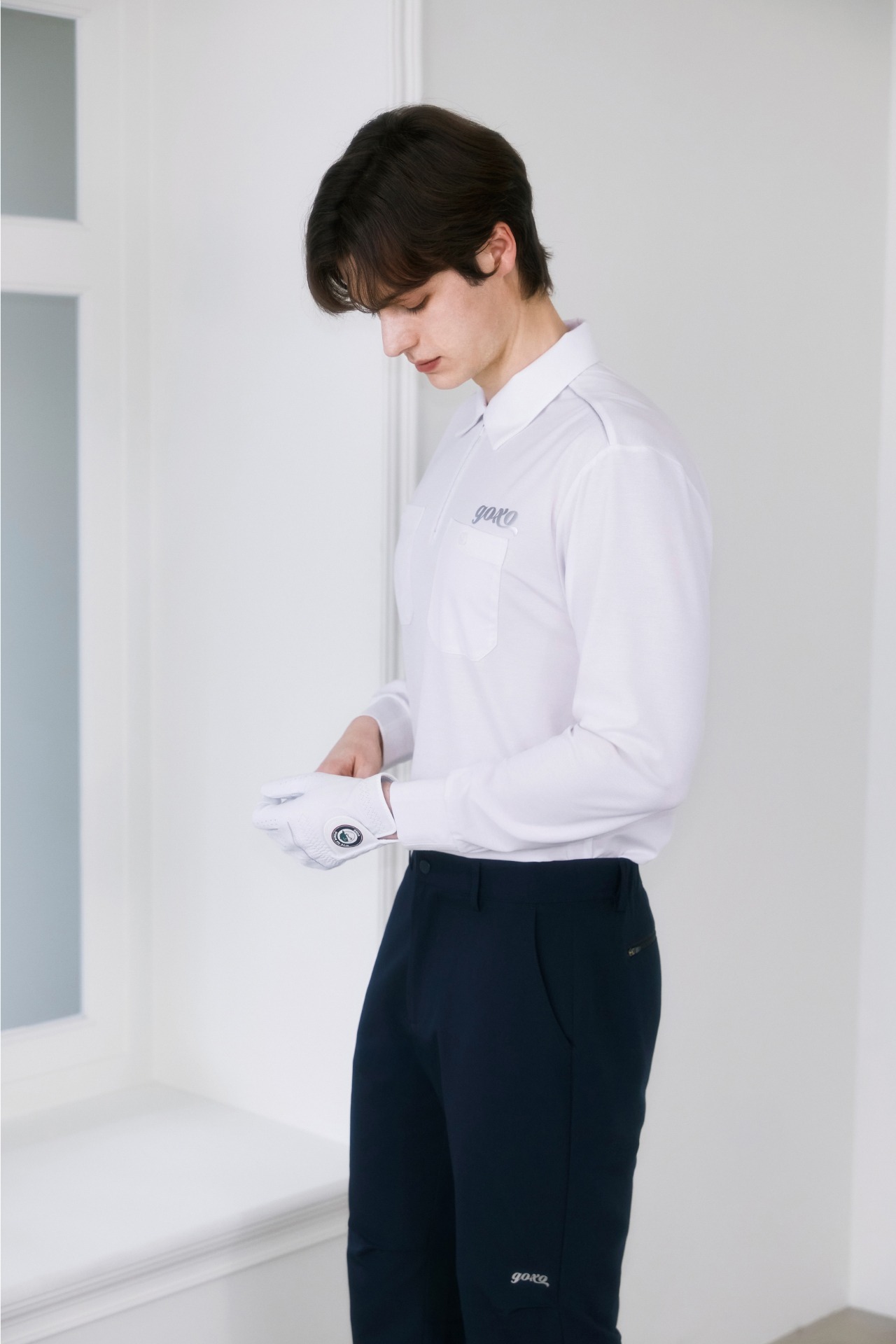 GOXO ゴーエックスオー ロゴツーポケットカラーロングスリーブ ホワイト