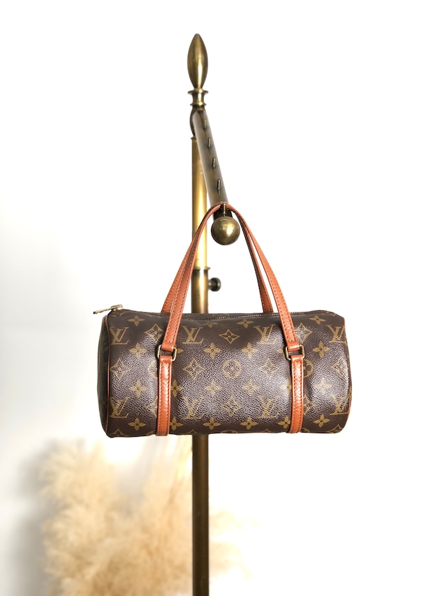 LOUIS VUITTON ルイヴィトン モノグラム ハンドバッグ ブラウン PVC レザー パピヨン26 ロールバッグ vintage ヴィンテージ オールド b2yv5t
