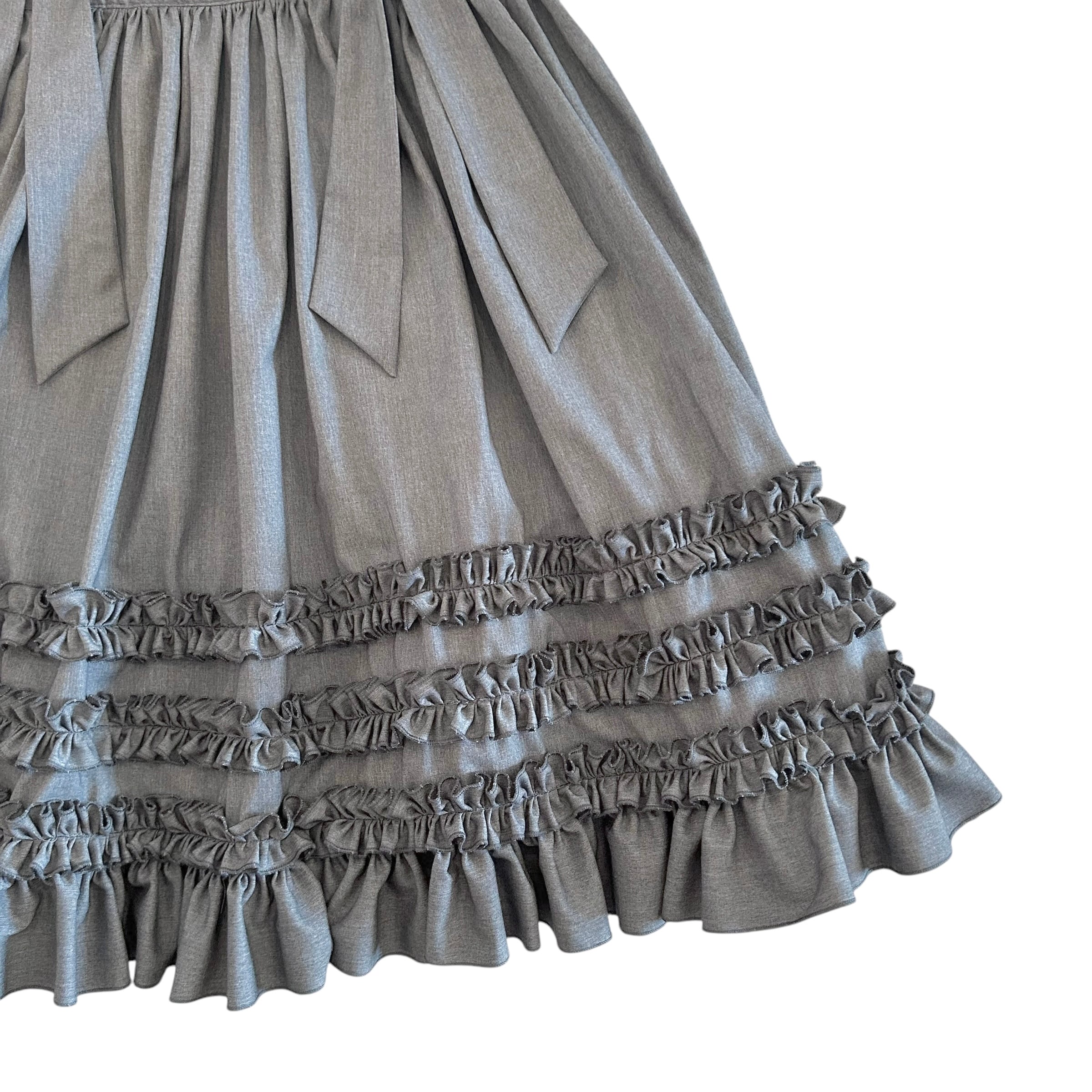 リボンフリルジャンパースカート GRAY