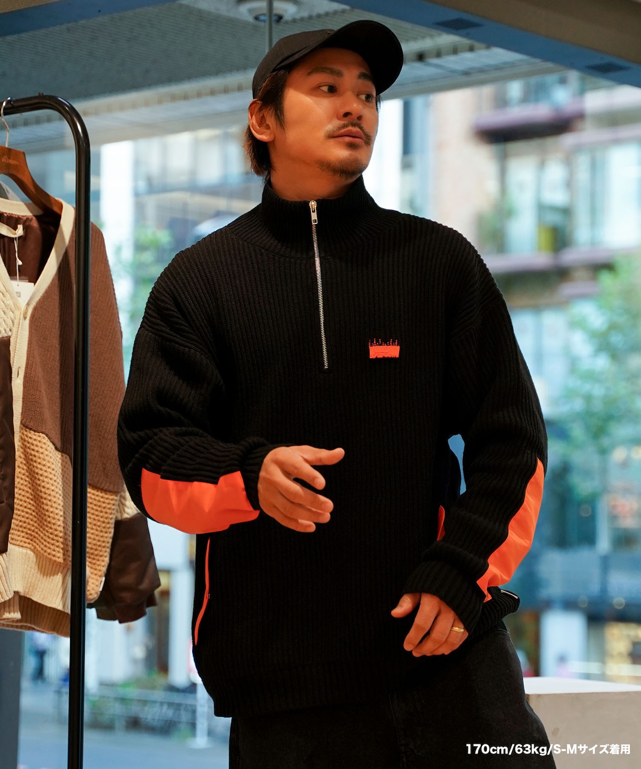 【#Re:room】NYRON PATCH HALF ZIP BIG KNIT［REK128］