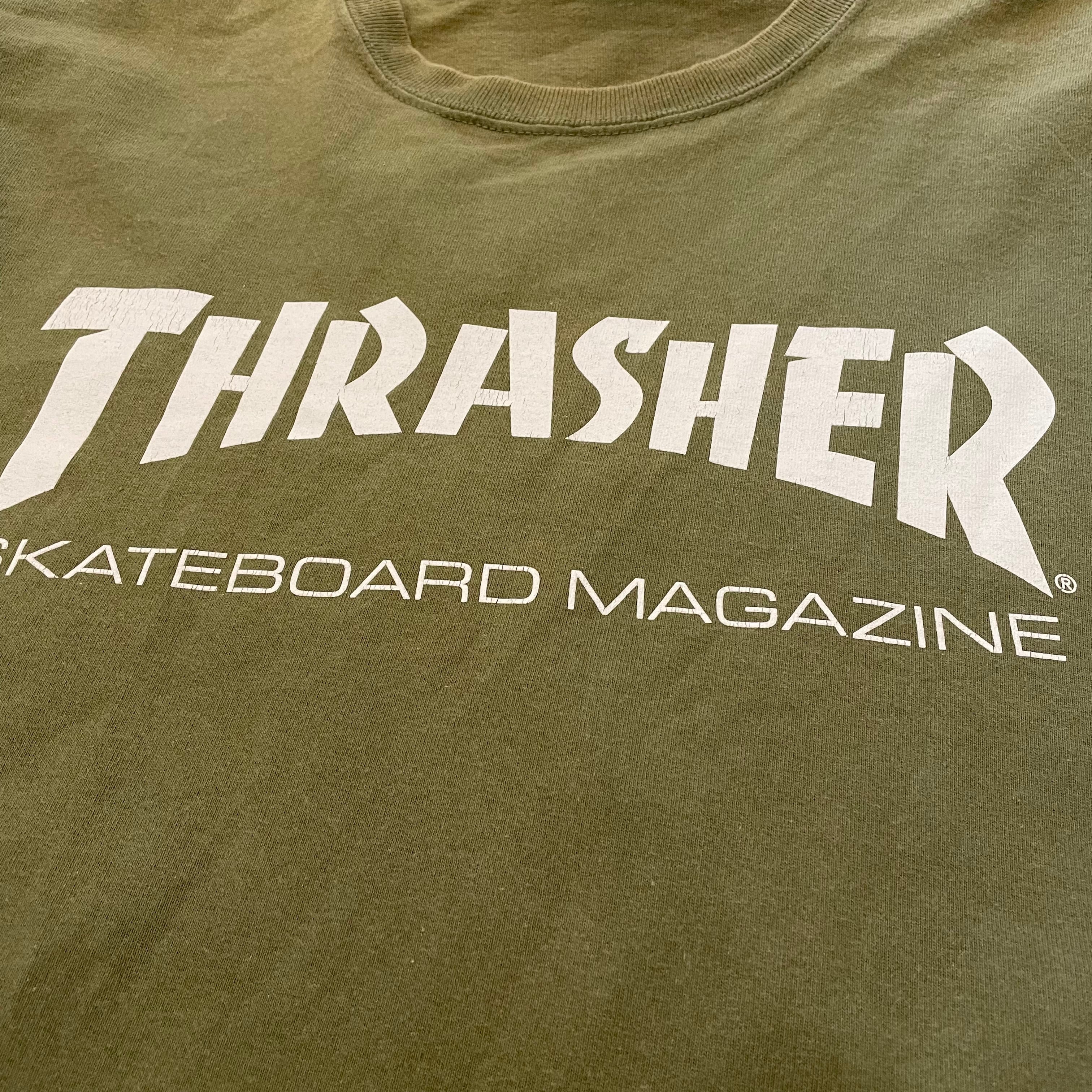 THRASHER】ロゴ Tシャツ XL オーバーサイズ スラッシャー カーキ US ...