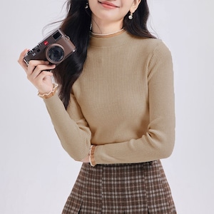 ハイネック リブニット レディース 春秋冬 韓国 ニット トップス きれいめ おしゃれ 大人 かわいい インナー カジュアル 長袖 大人可愛い 大人女子
