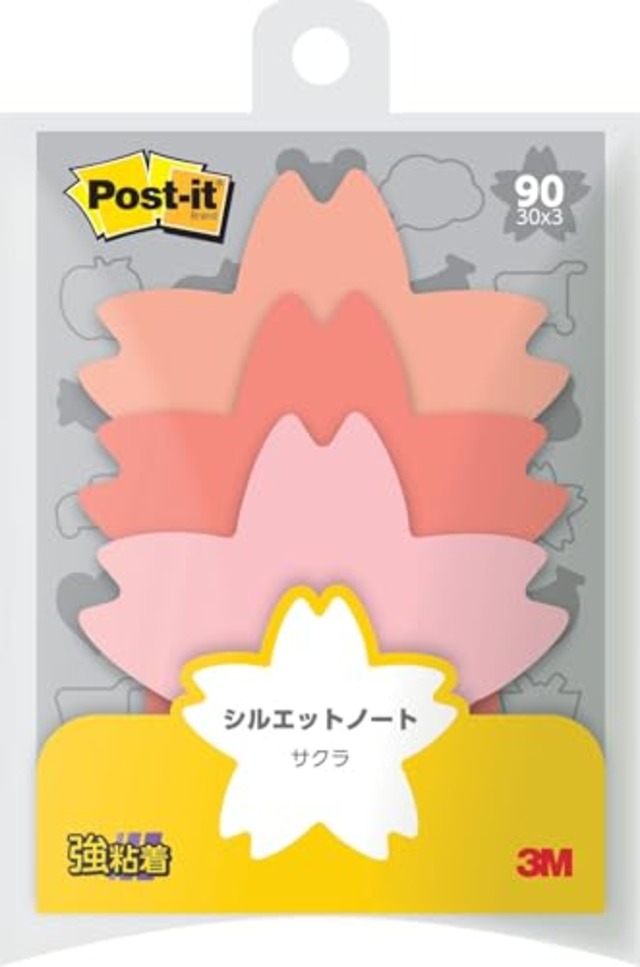 ポストイット 強粘着 付箋 シルエットデザイン サクラ 66×69mm 30枚×3パッド SSS-CHR