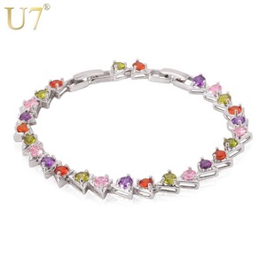 レディース ブレスレット バングル キュービック ジルコニア シルバー カラフル CZ クリスタル テニス 80001182