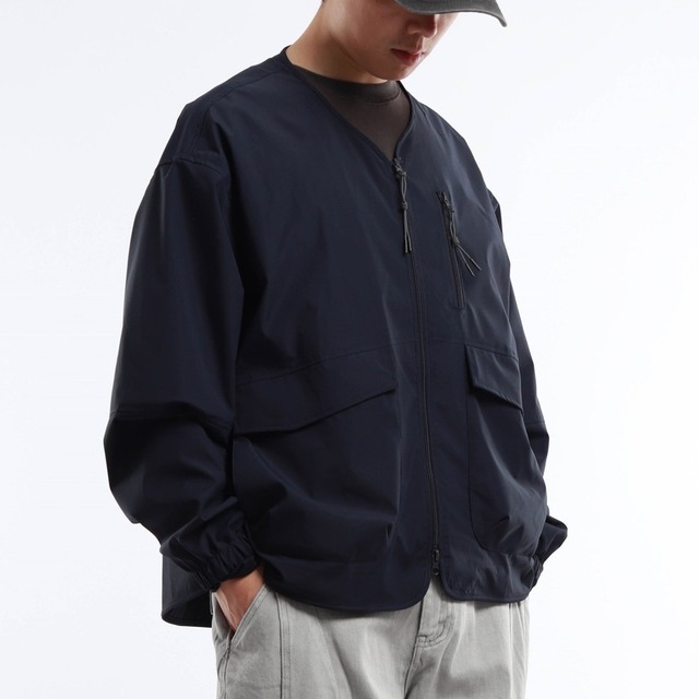 ノーカラー フラップポケット ワイドジャケット a-1310