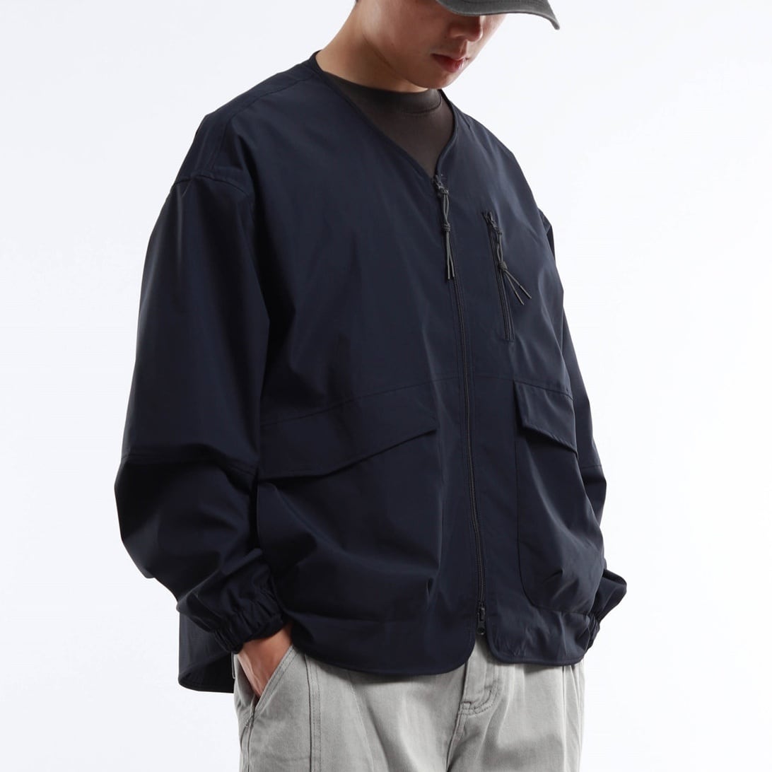 ノーカラー フラップポケット ワイドジャケット a-1310