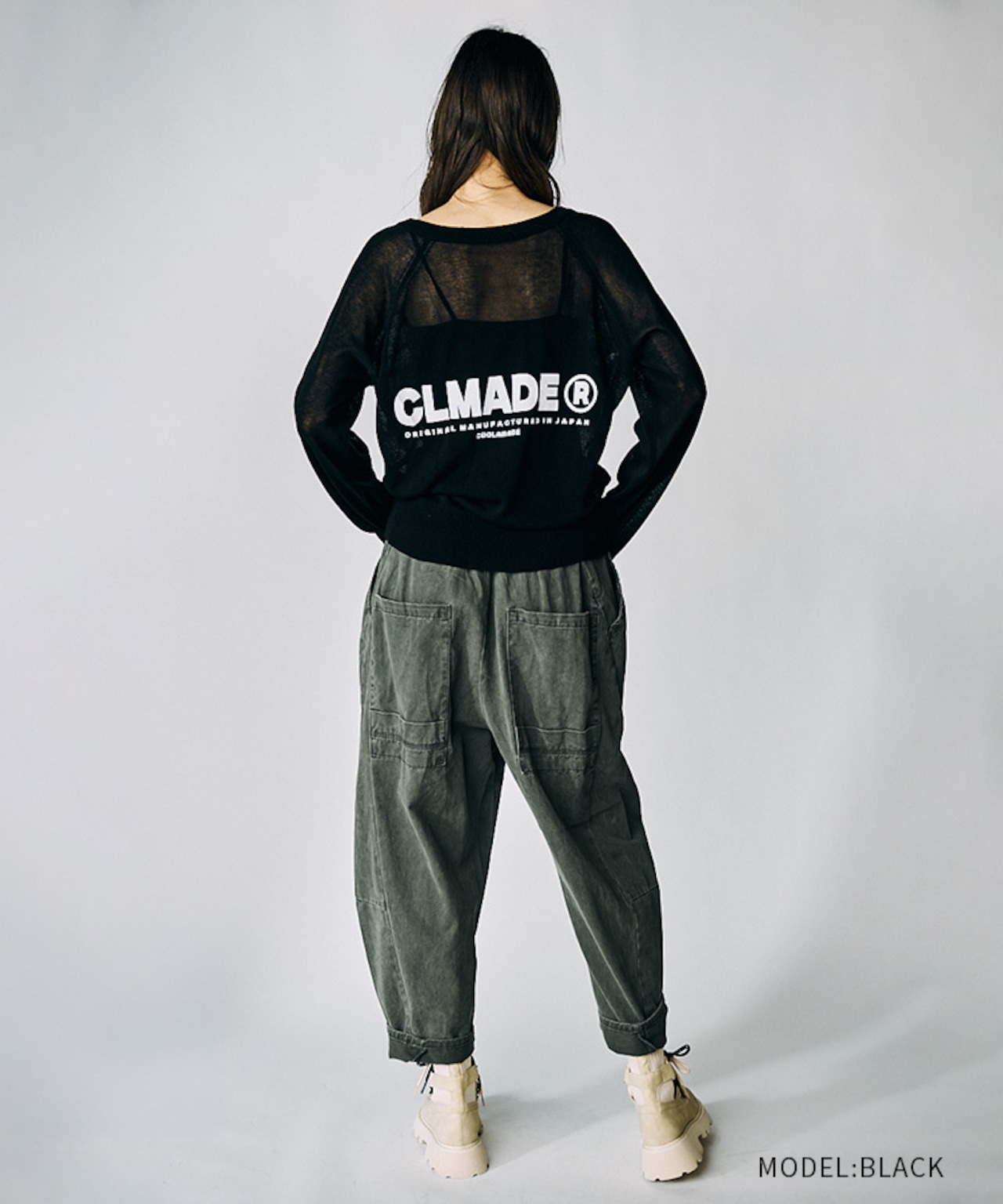 ロゴVネックシアーニットTOPS (BLACK) CQ-49014