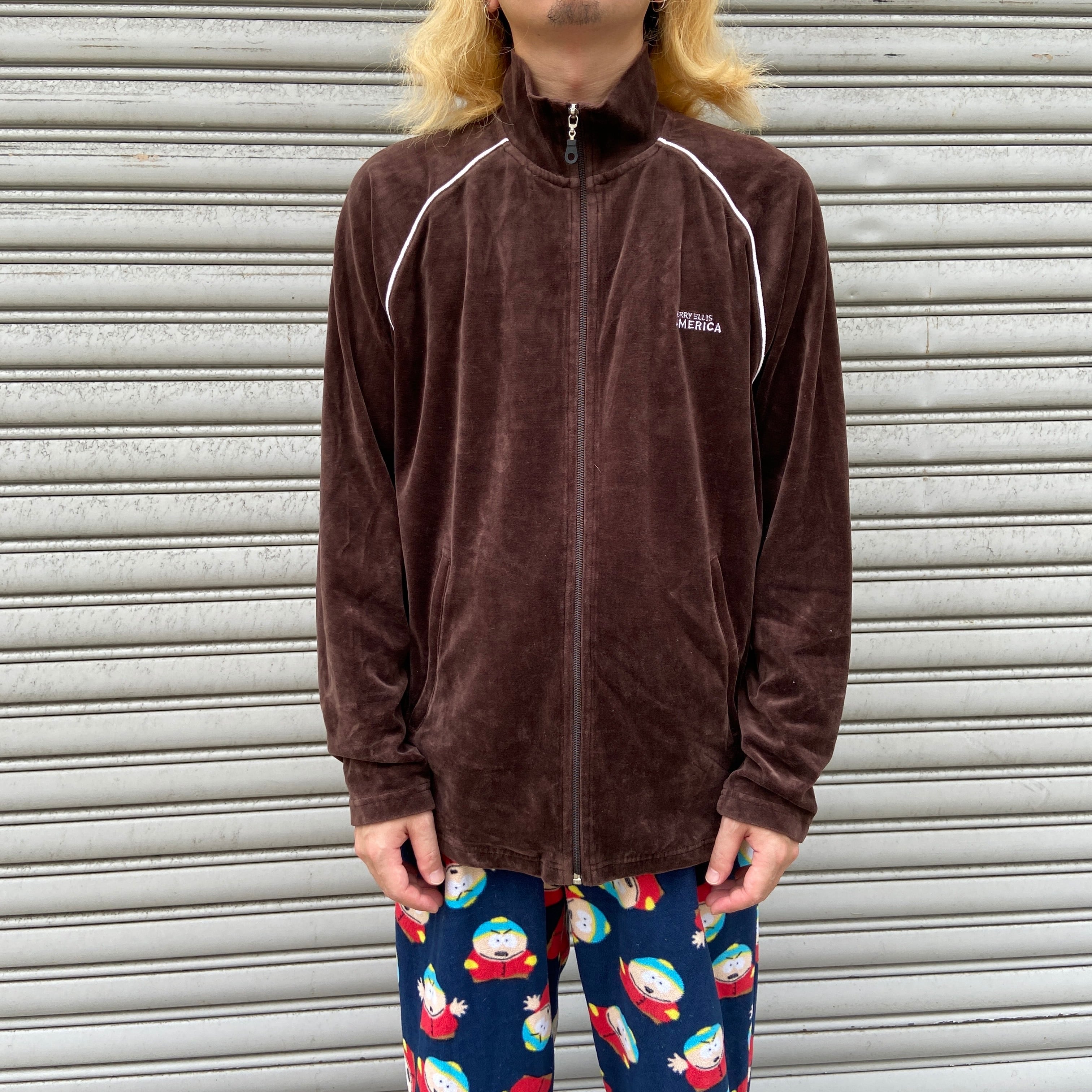 90s PERRY ELLIS ベロアトラックジャケット ジャージ 茶系 M | 古着屋 Uan