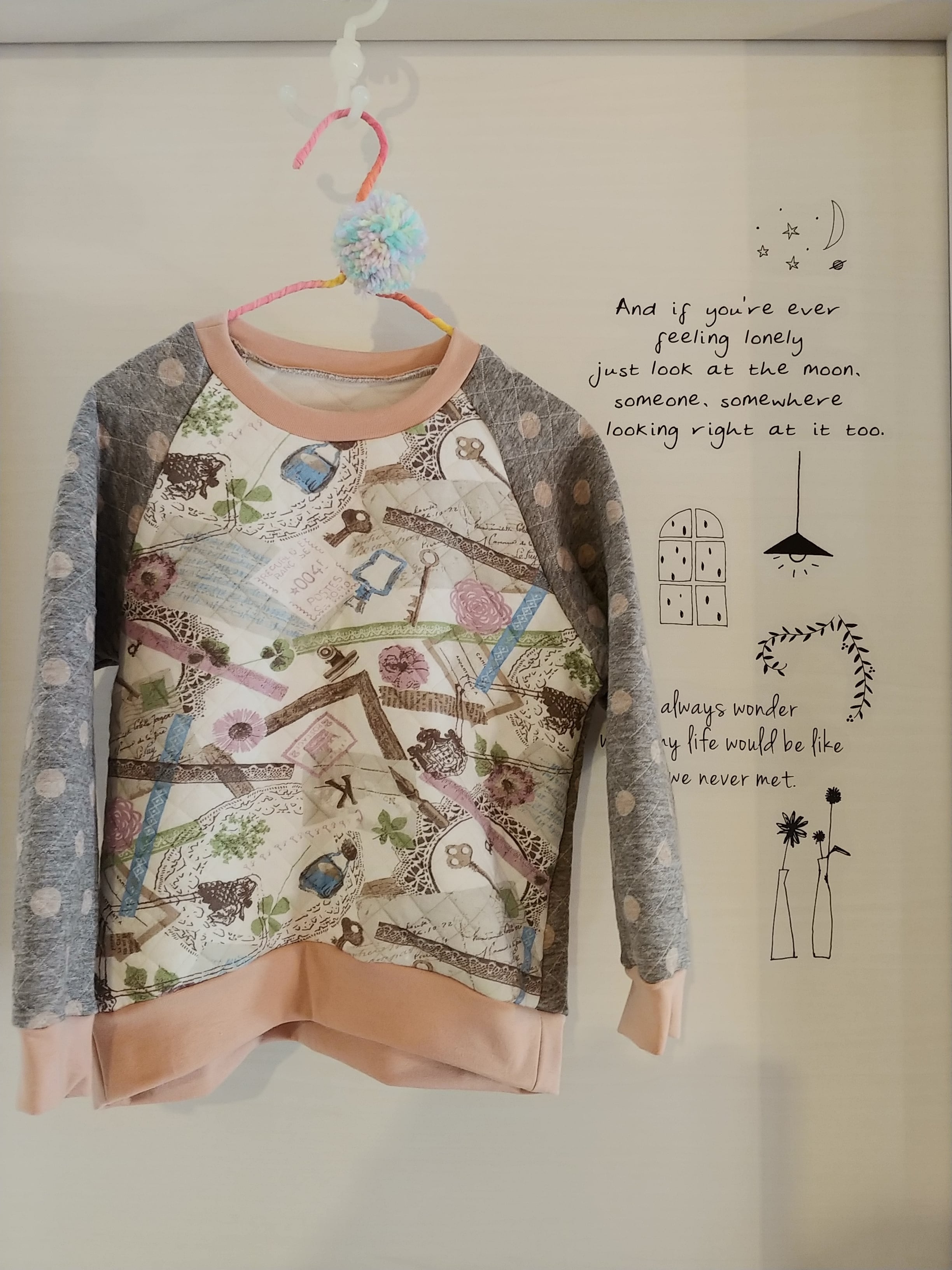 ラグラントレーナー(120サイズ) マステ柄☆ハンドメイド、ニット子供服 