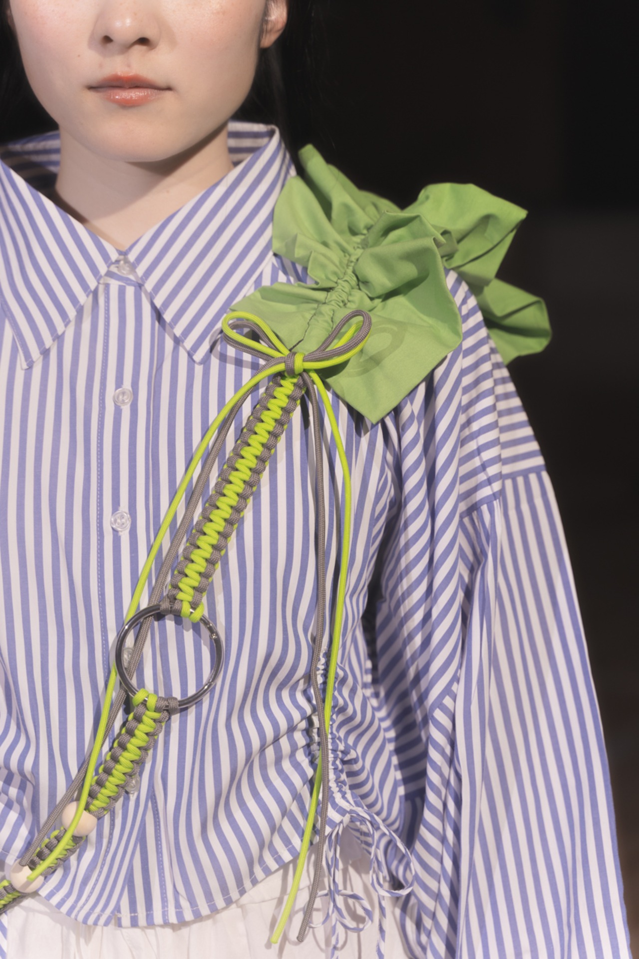 bi-tone frill strap Green×Gray