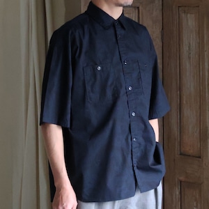 「遠州」Light oz Overdye Poplin W-Pocket Half Sleeve Work Shirts　Botanical Deep Navy