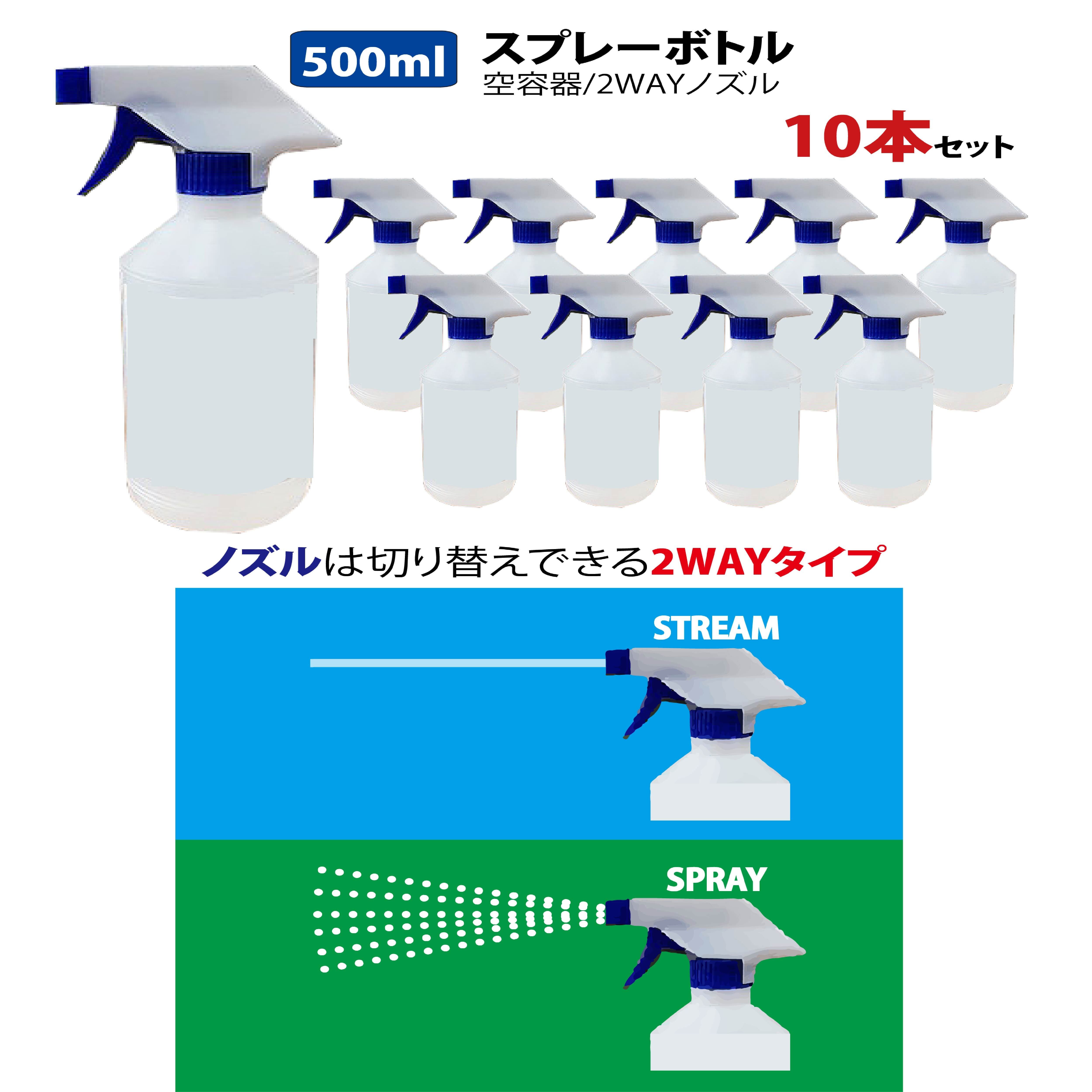 2WAYノズルタイプ】500mlスプレーボトル 空容器 10本セット