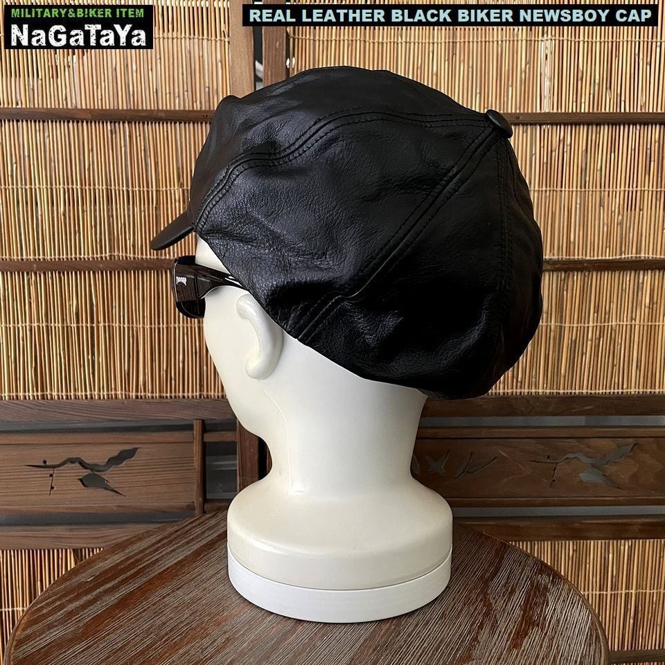 本革 BIKER モーターサイクルキャップ キャスケット リアルレザー