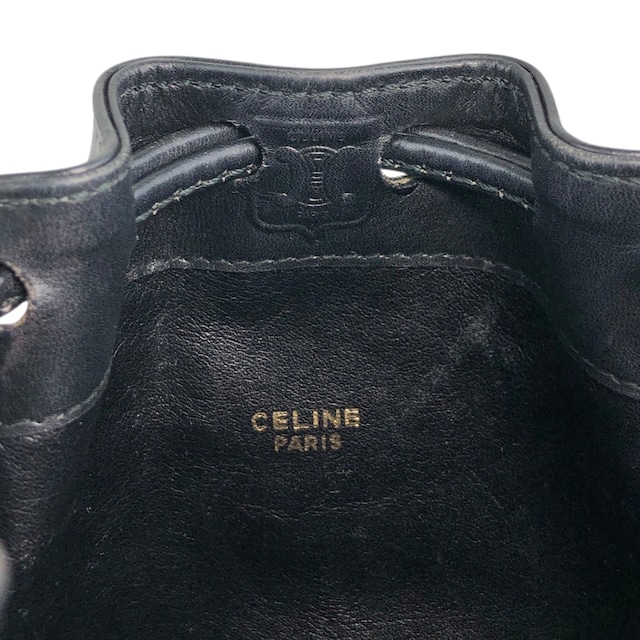 CELINE セリーヌ ショルダーバッグ ブラック レザー 巾着 ミニバッグ vintage ヴィンテージ オールド bp8mps