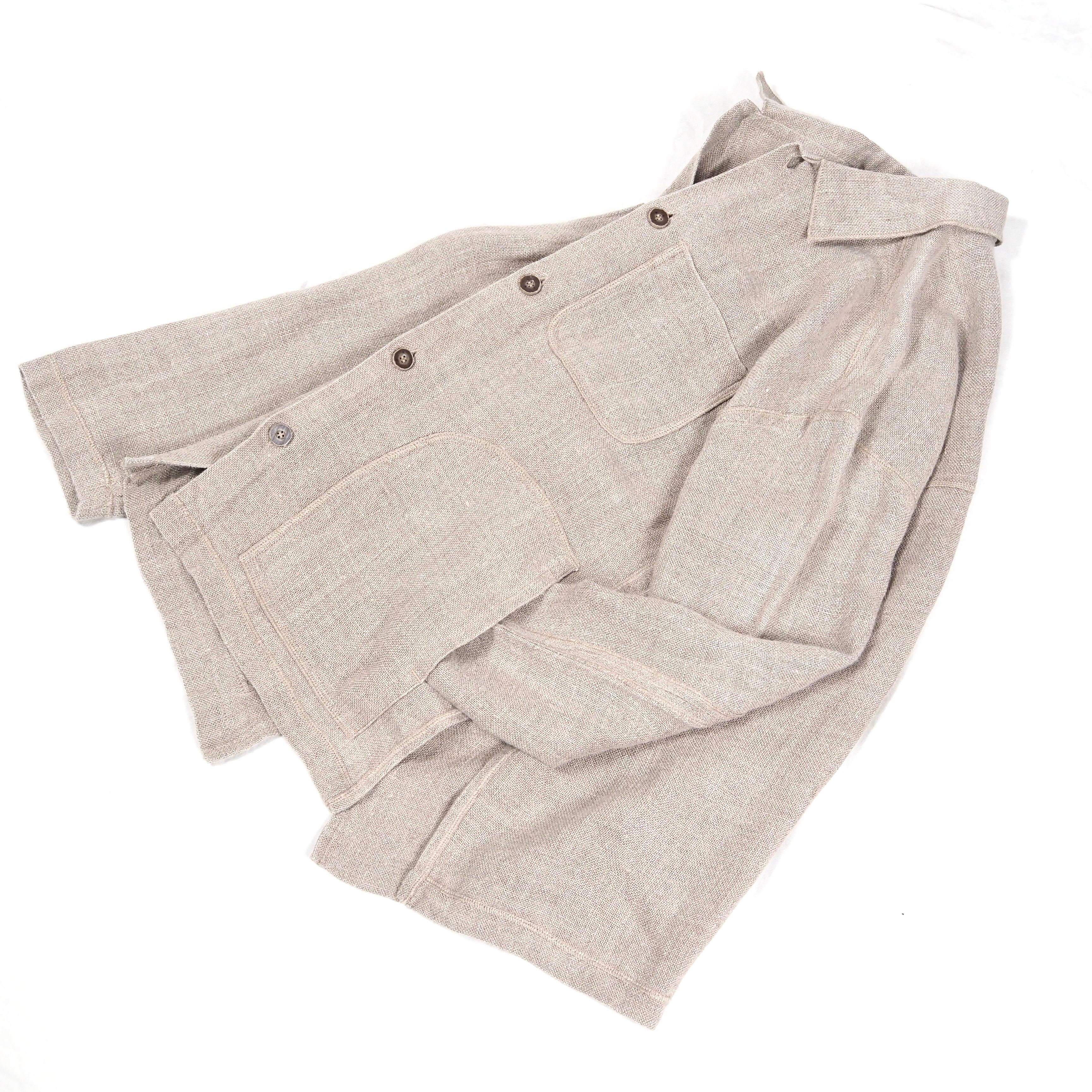 90s Liz wear【unisex】side vents linen jacket L /beige