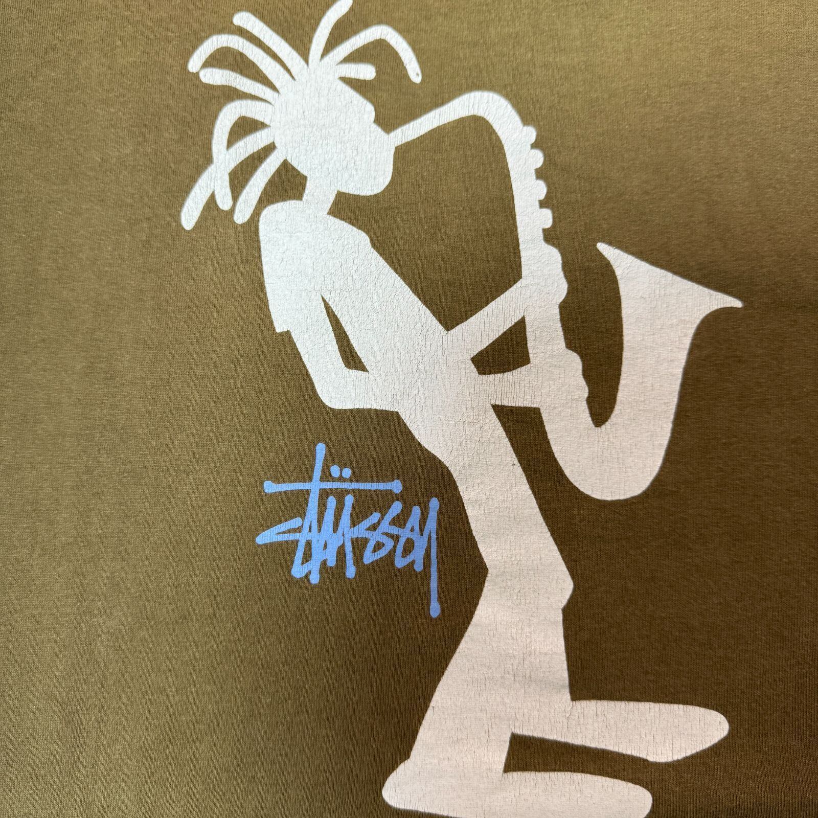 90s OLD STUSSY シャドーマン サックス ジャズマン Tシャツ XLサイズ