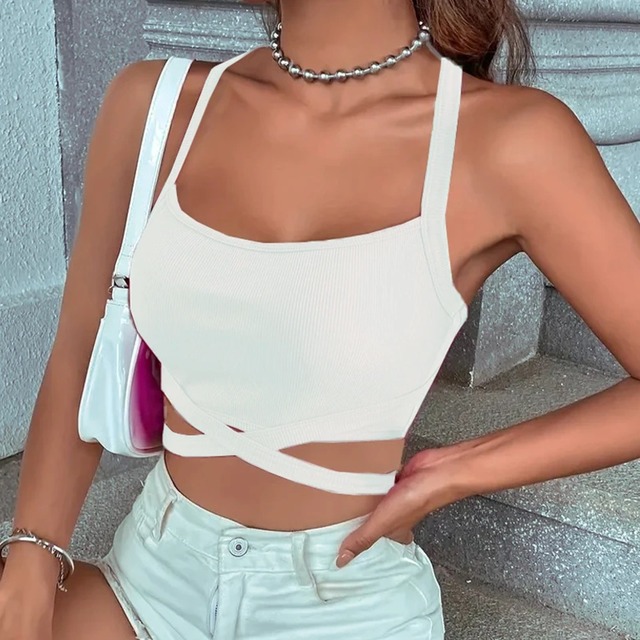 女性のためのセクシーなノースリーブ包帯トップ,カジュアルチューブ  