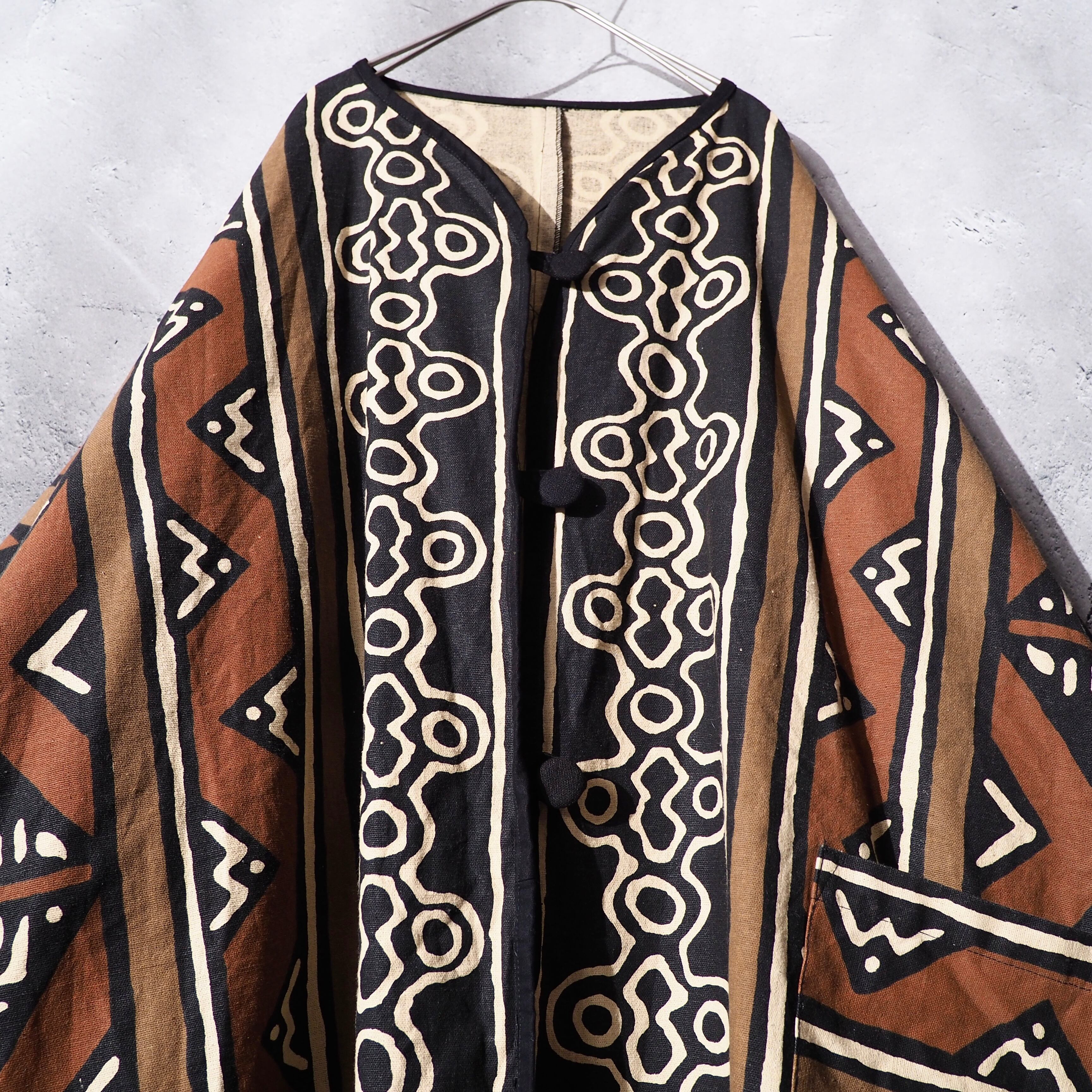 ethnicity art hand-dyed vintage dolman sleeve long coat