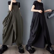 ドレープデザイン ワイドレッグサロペット 00194