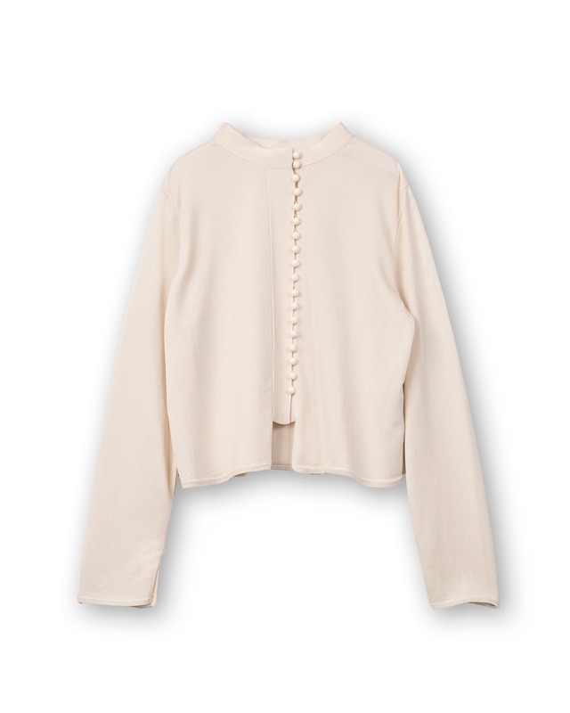 TAN/26SS-8 MULTI BUTTON KNIT BLOUCE/IVORY