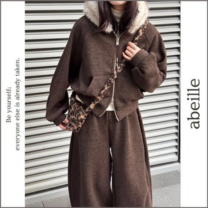 eco fur trim hoodie & pants set 14171