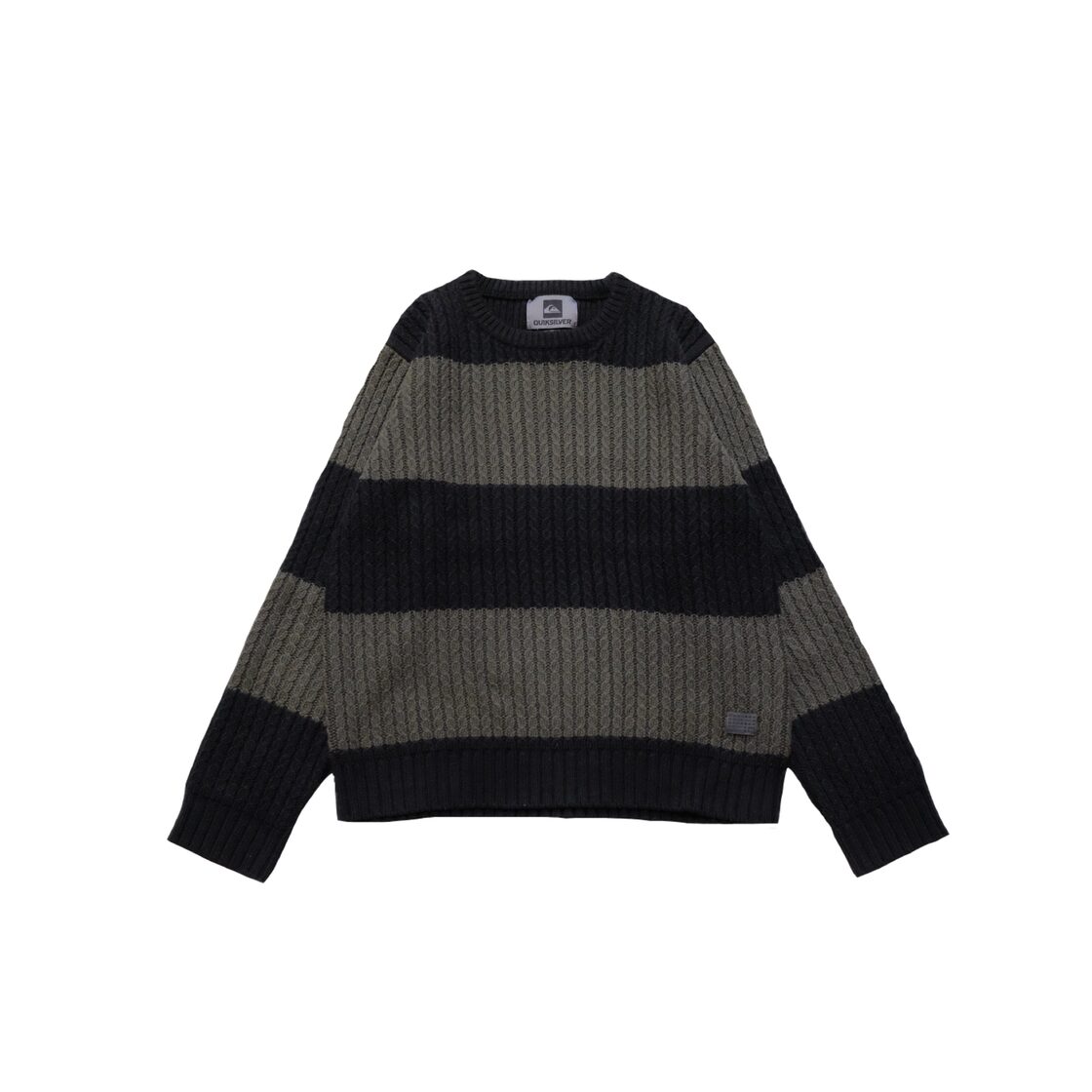 used clothing boarder pattern cotton knit sweater gray (smop000595 