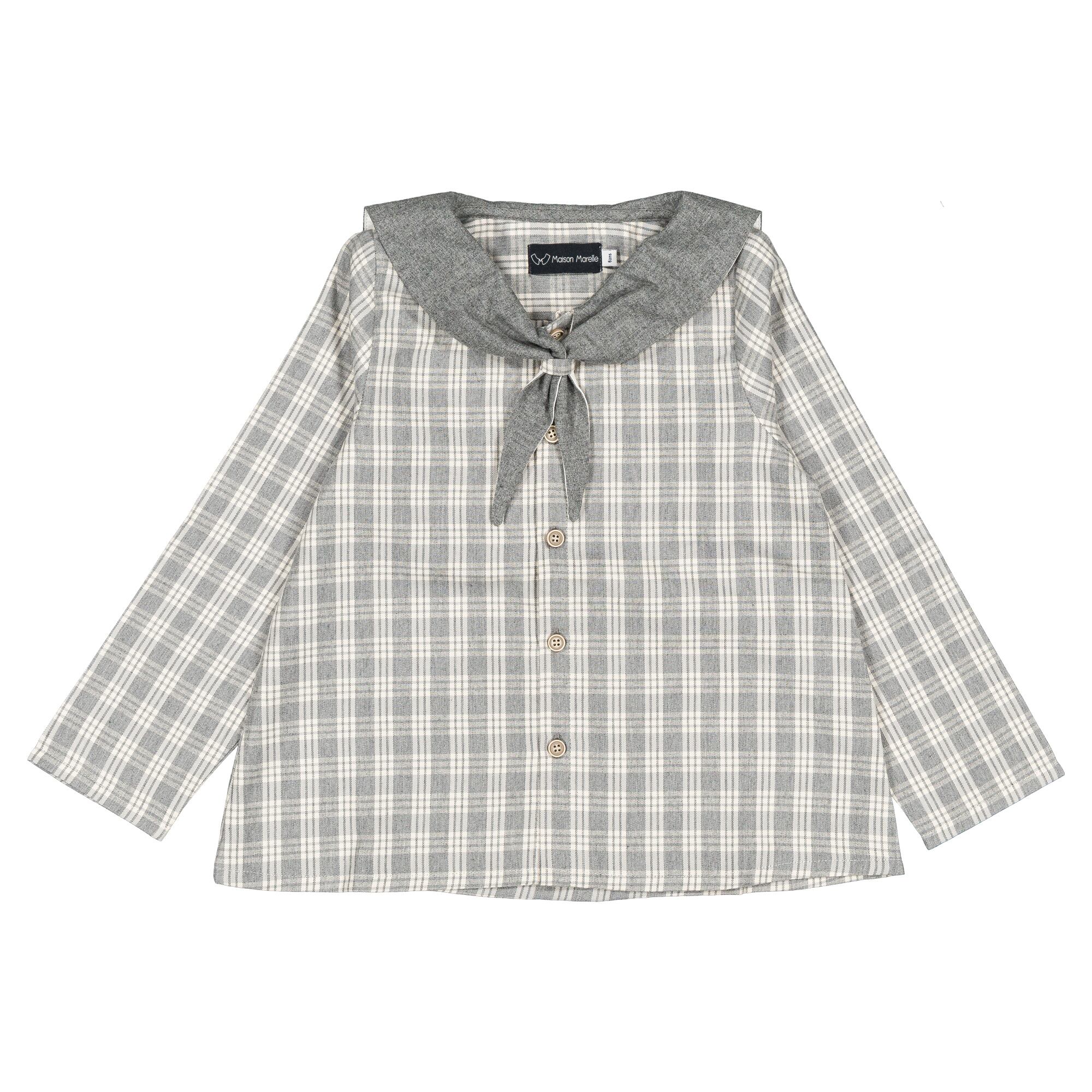 【予約・特典あり】Maison Marelle / Blouse MONGE- grey tartan / 12m~5Y
