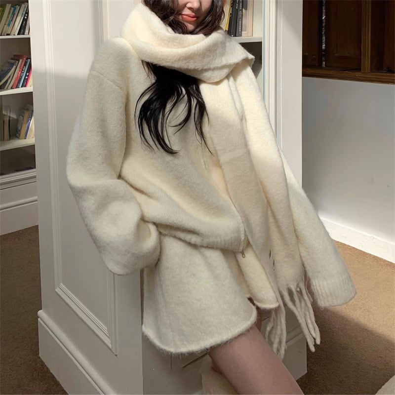 【set】ニットカーディガン×ミニスカートセット Q6258