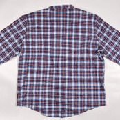 Papas パパス シワ加工 チェック柄 長袖 シャツ LL/レッド×ブルー系 メンズ