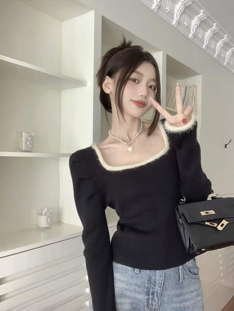 バイカラーパイピング ニット　AJ1079-1321