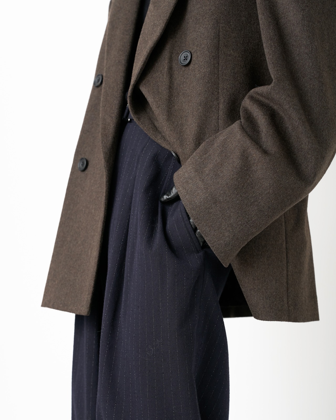 m's braque  "BELTED BAGGY PANTS〔NAVY STRIPE〕"