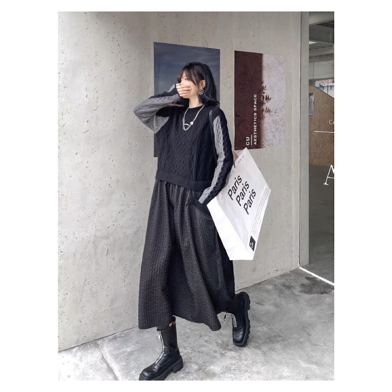 セットアップ レディース レトロ 配色切り替え デニム