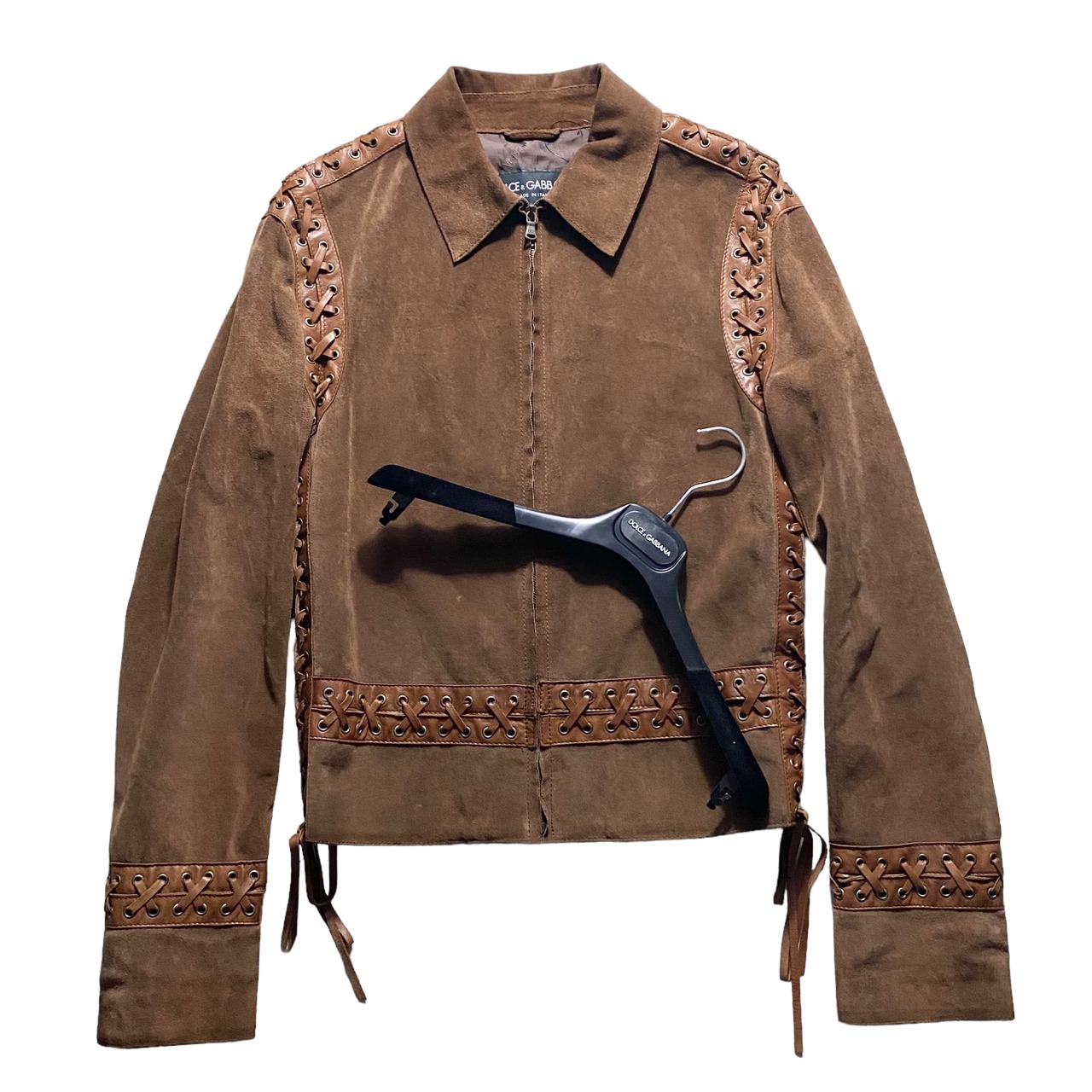 DOLCE&GABBANA lace-up design suede riders jacket
