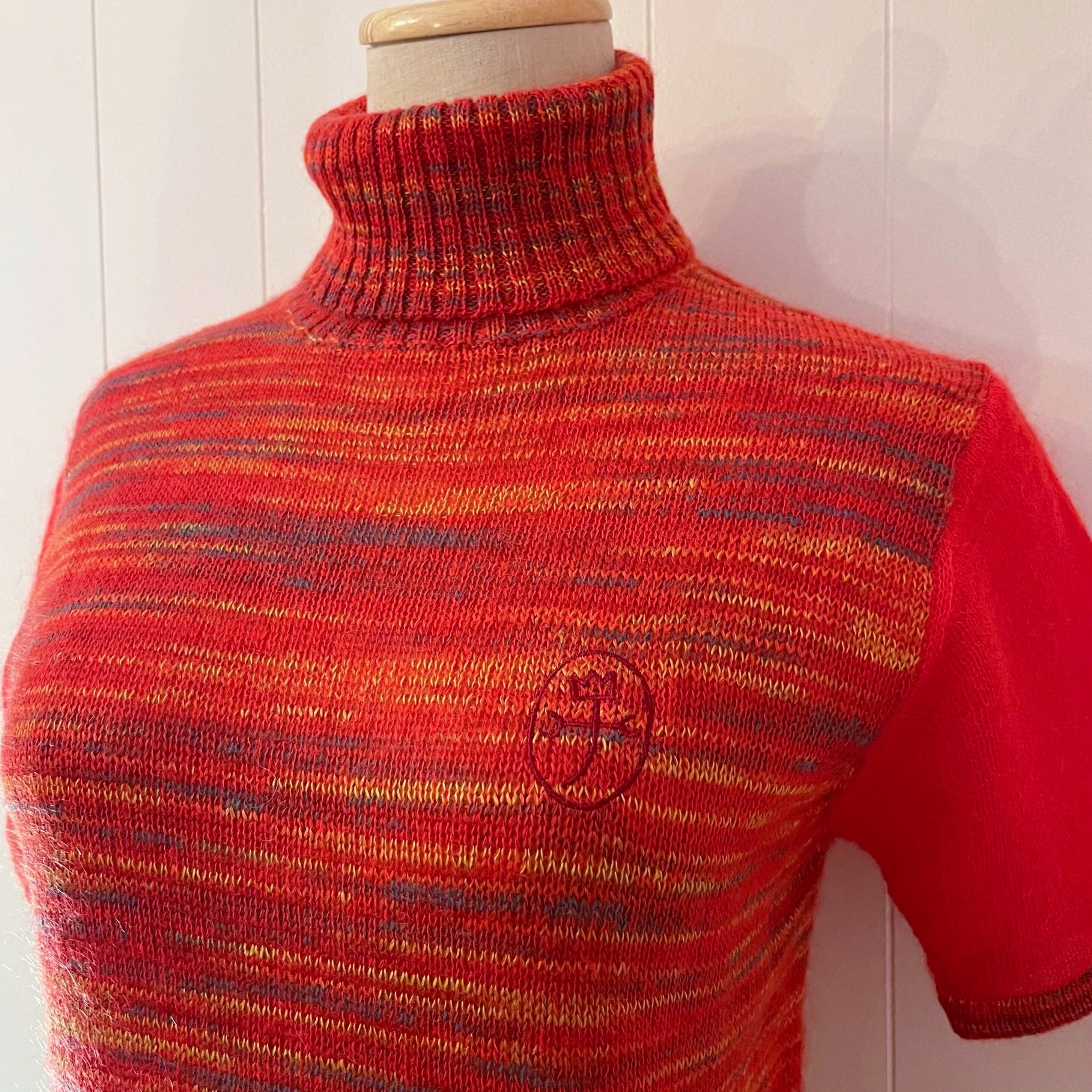 multi color turtle neck knit sweater