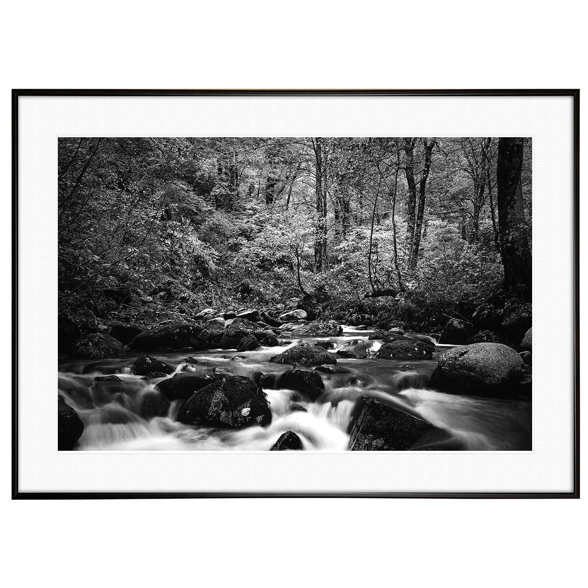 日本写真 静岡県 白糸の滝 インテリアアート モノクロポスター額装