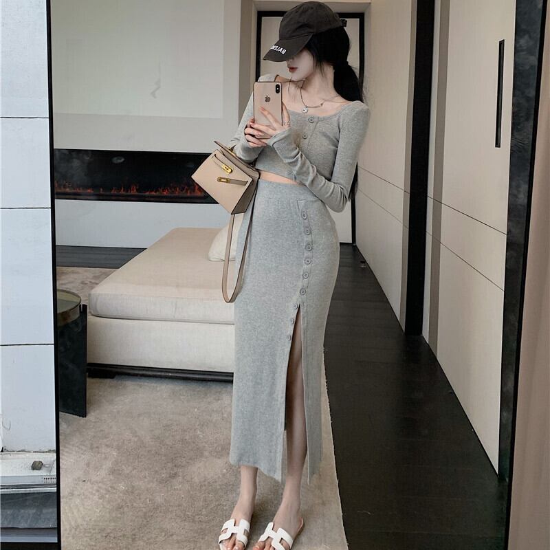 レッドサマーショートトップス レディースハイウェストウェストスカート ロング ストリート 夏物 ピュア ガールズファッション92258571136