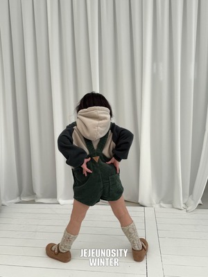 【即納】【JEJEUNOSITY】コーデュロイショートオーバーオール グリーン 80〜120cm 2025 WINTER 韓国子供服