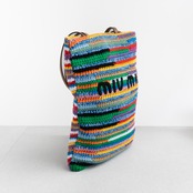 ミュウミュウ ラフィアエフェクトウーブン トートバッグ マルチカラー