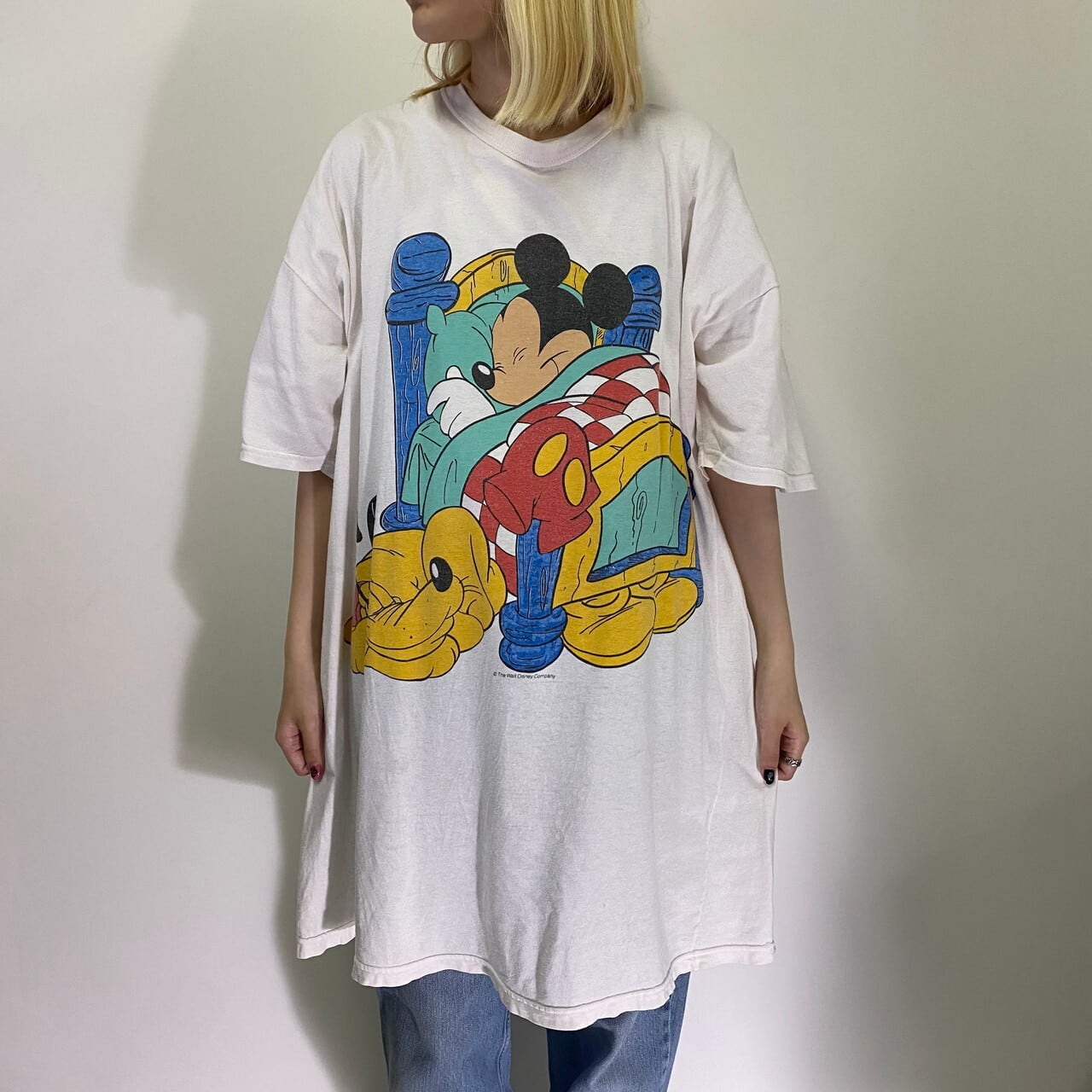 ビッグサイズ 90年代 DISNEY ディズニー Mickey Mouse ミッキーマウス プルート キャラクタープリント ロング丈 Tシャツ  メンズ2XL相当 レディース 古着 フリーサイズ ユニセックス 90s ヴィンテージ ビンテージ ベビーピンク 大きいサイズ【Tシャツ】 | cave  ...