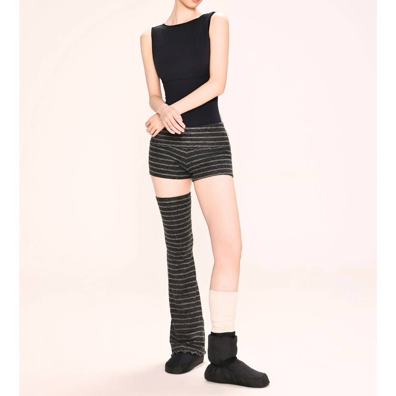 ノーブル ボートネック ブラック レオタード L1310