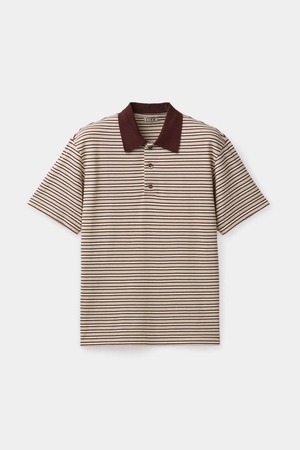 [COOR] Multi Pinstripe Polo Shirt (Brown) 正規品 韓国ブランド 韓国通販 韓国代行 韓国ファッション クール クーア クアー 日本 店舗