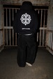 ARABESQUE CLOVER  white zip hoodie (black)